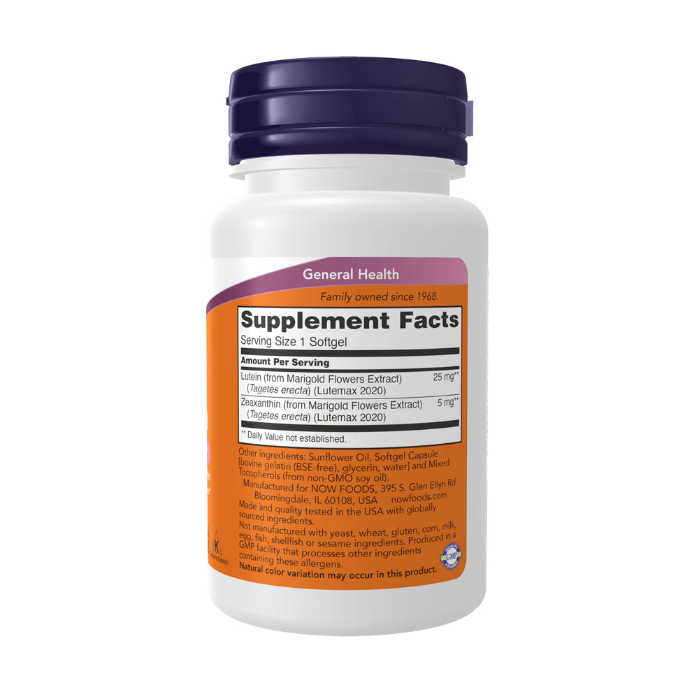NOW Foods Lutein Zeaxanthin softgels arranged for daily eye care