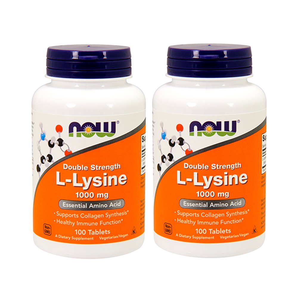 NOW Foods Lysine 1000mg bottle front view for daily vegan supplementation.