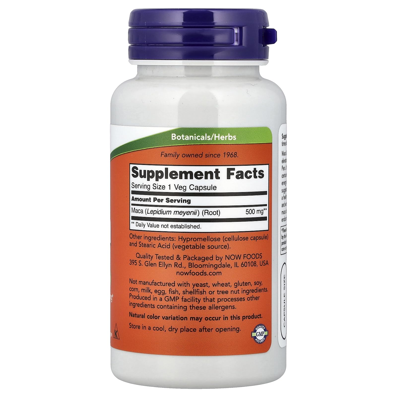 NOW Foods Maca capsules poured into hand illustrating easy daily intake