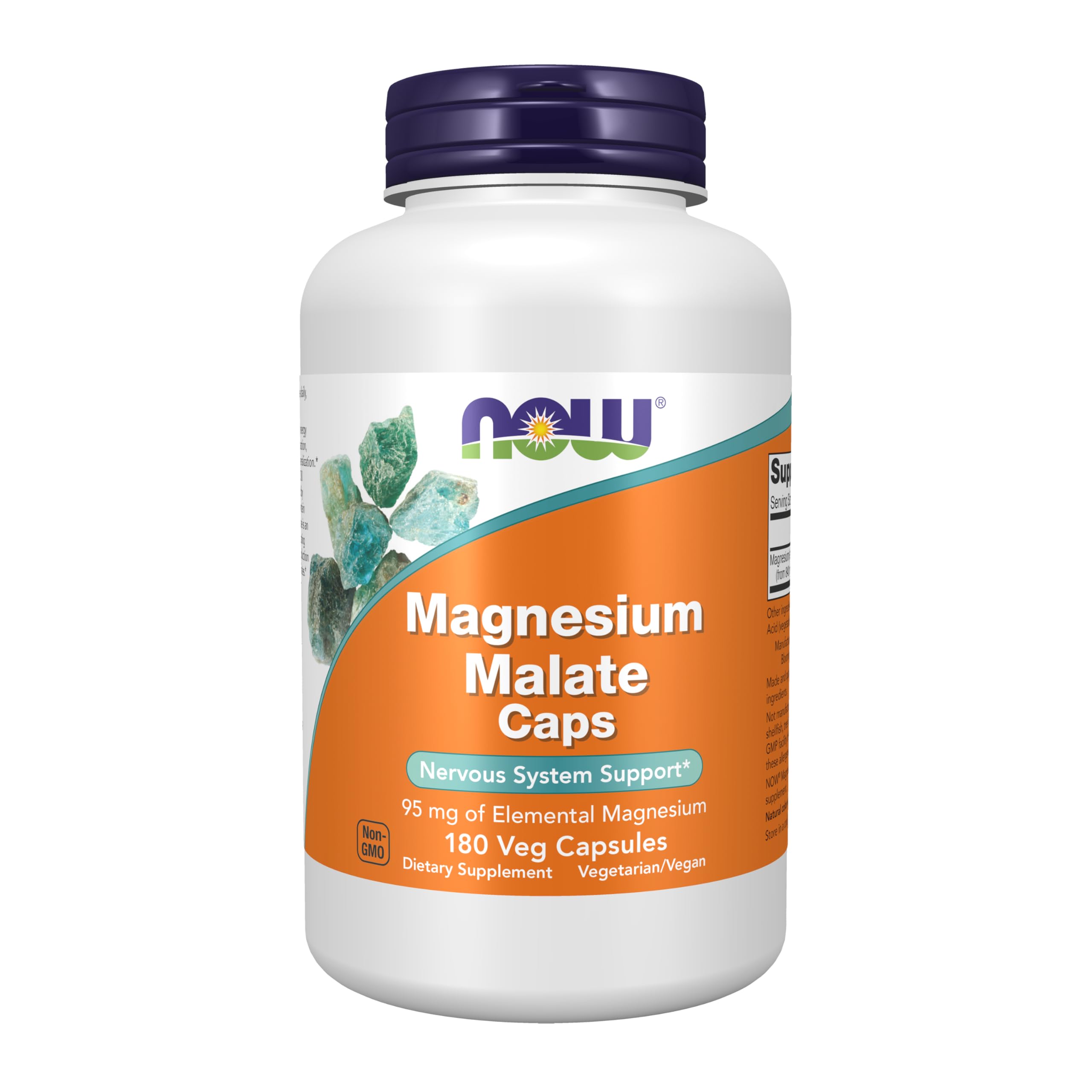 NOW Foods Magnesio Malato, freno de envase: apoyo potencial al sistema nervioso y la energía.