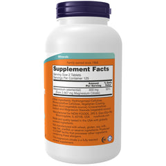 NOW Foods magnesium citrate bottle and pills highlighting easy daily dosing.