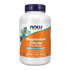 NOW Foods magnesium citrate pure powder bottle for everyday mineral support.