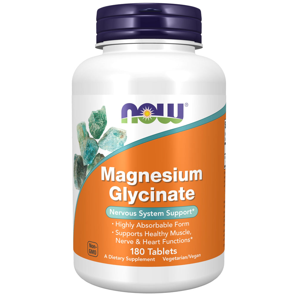 NOW Foods Magnesium Glycinate 100mg bottle for everyday support