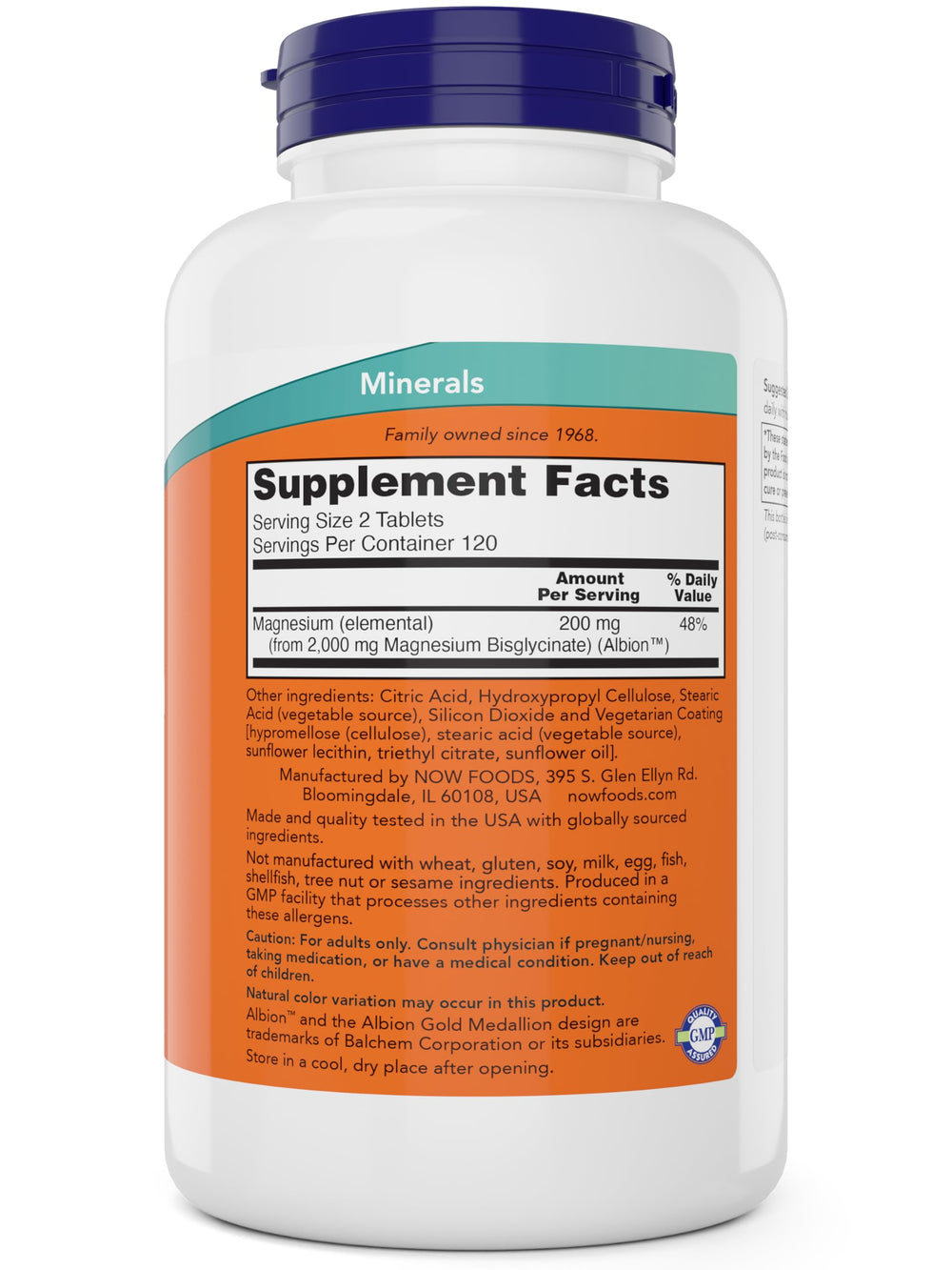 NOW Foods Magnesium Glycinate manufactured in the USA—trusted quality.