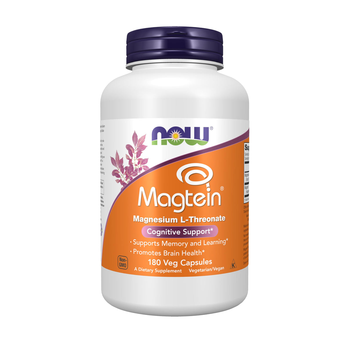 NOW Foods Magtein bottle front highlighting magnesium L-Threonate cognitive support