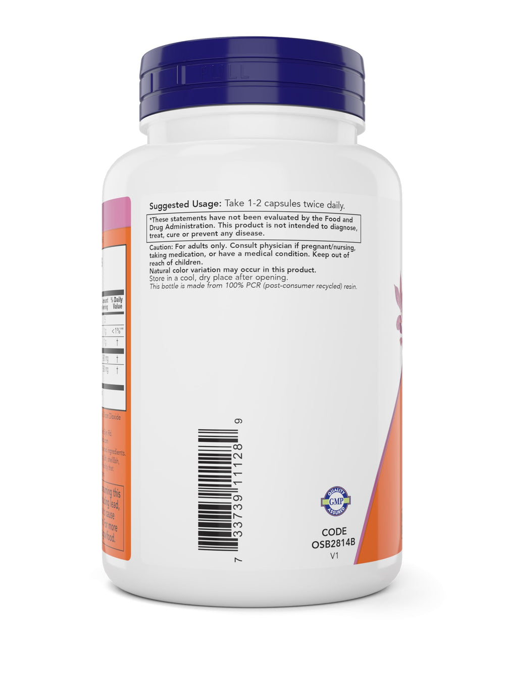 NOW Foods Mannose Cranberry label information emphasizing vegan non-GMO formulation