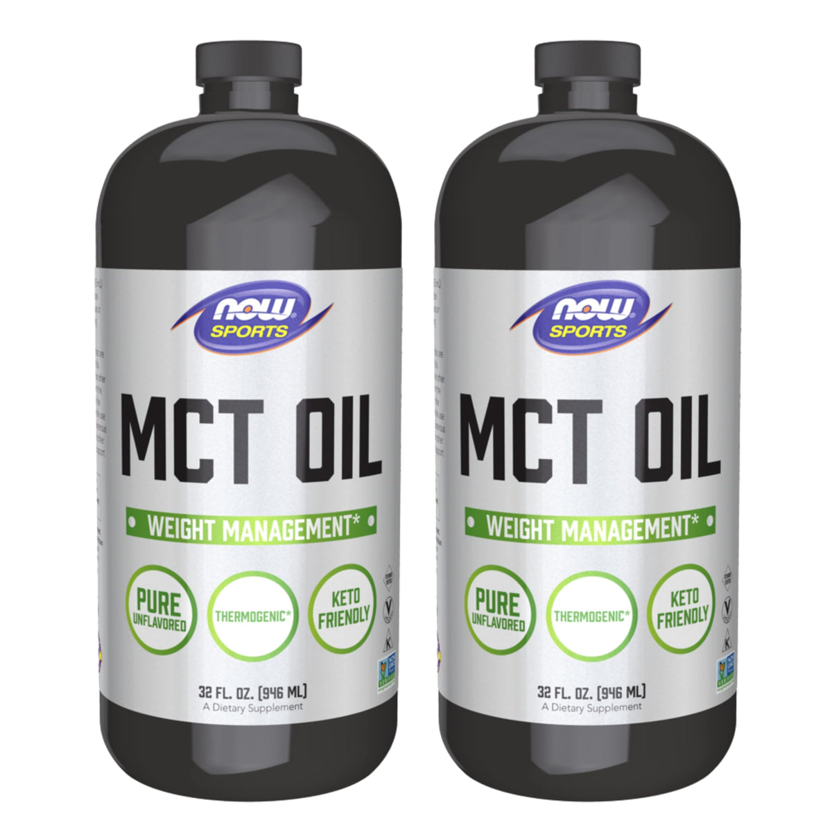 NOW Foods MCT Oil bottle with pour spout for quick, measured use.