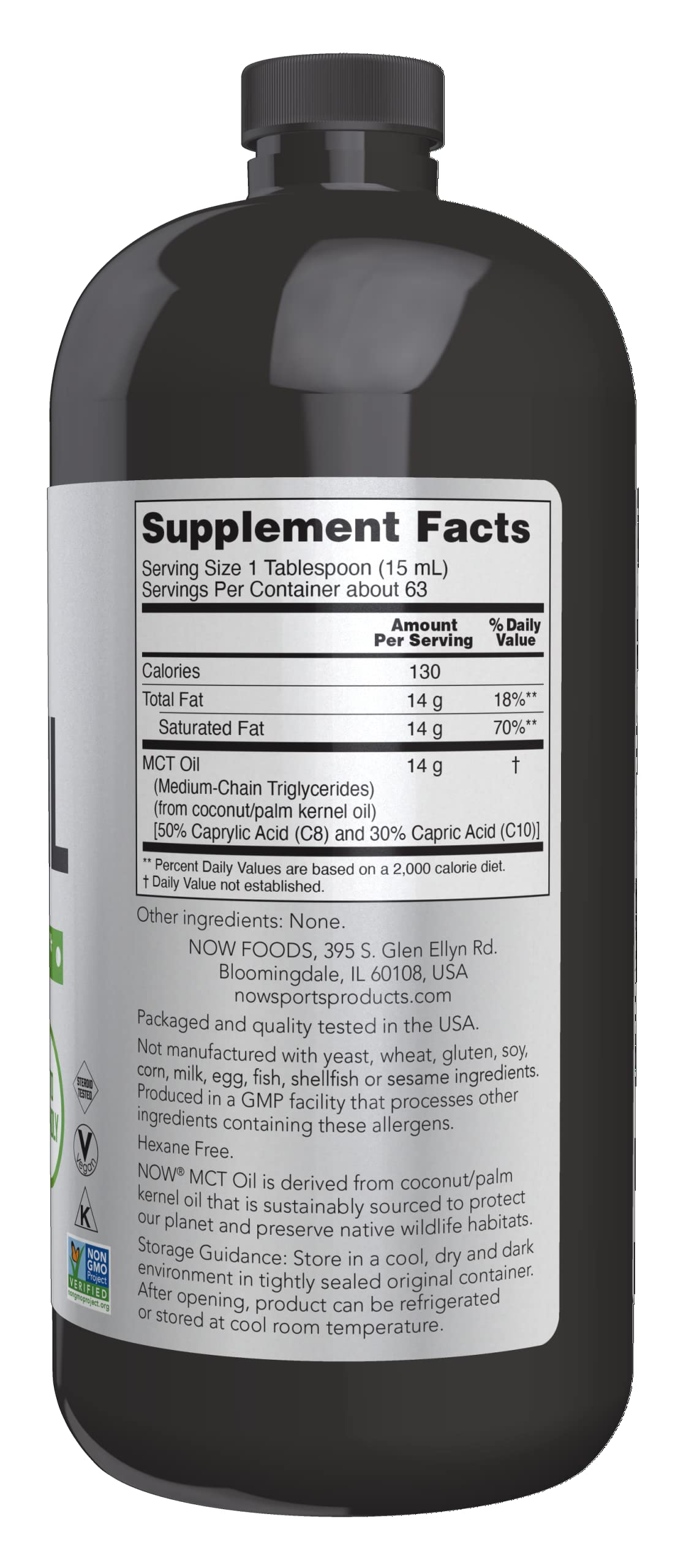 NOW Foods MCT oil pour showing seamless use in dressings and sauces.