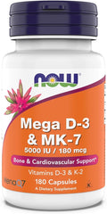 NOW Foods Mega D-3 & MK-7 bottle pour, easy daily supplement ritual