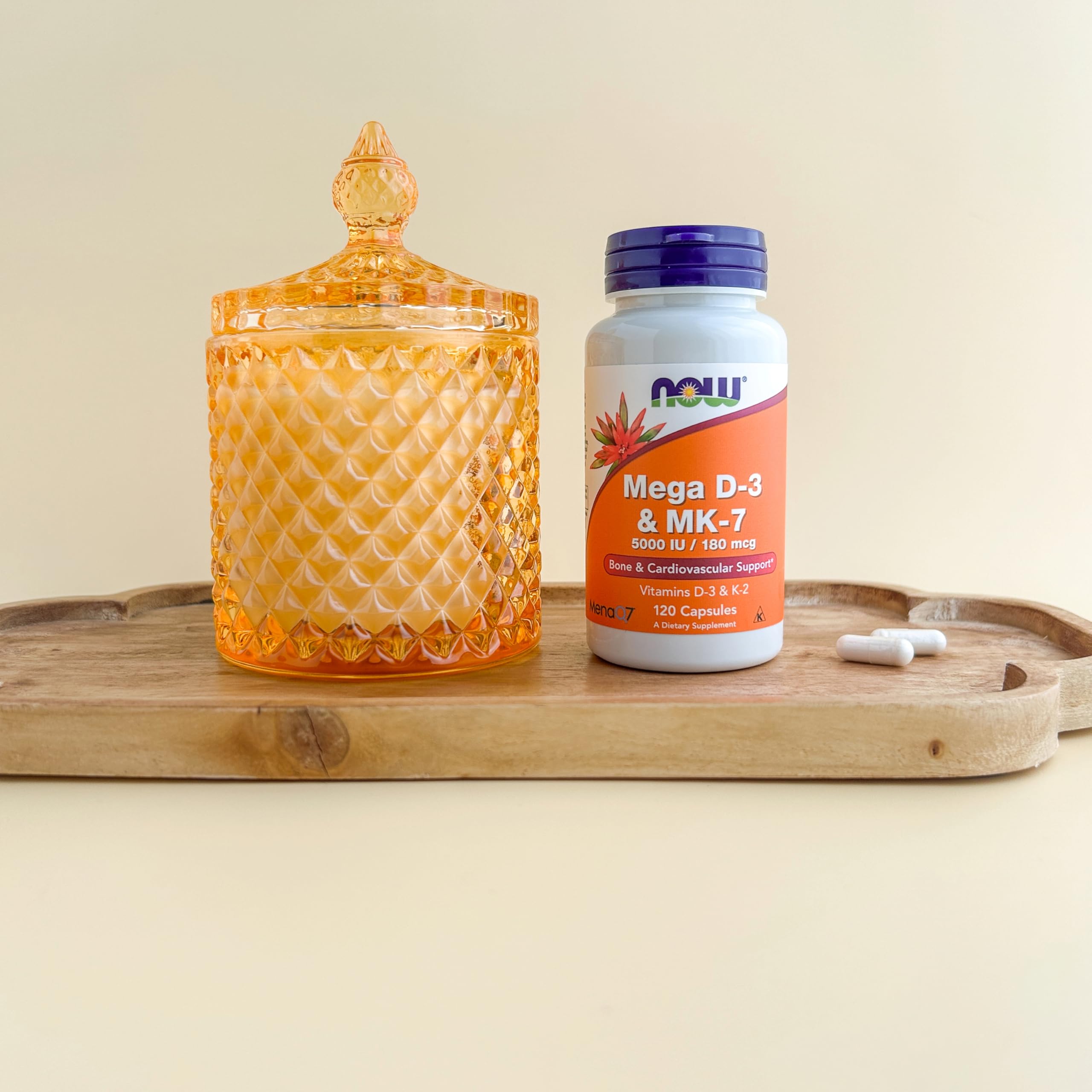Clear directions on NOW Foods Mega D-3 & MK-7 bottle label