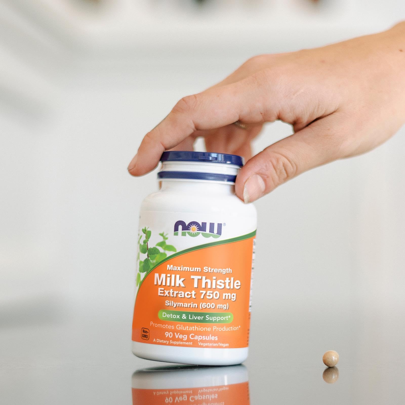 NOW Foods Milk Thistle ingredients panel emphasizes natural botanicals.
