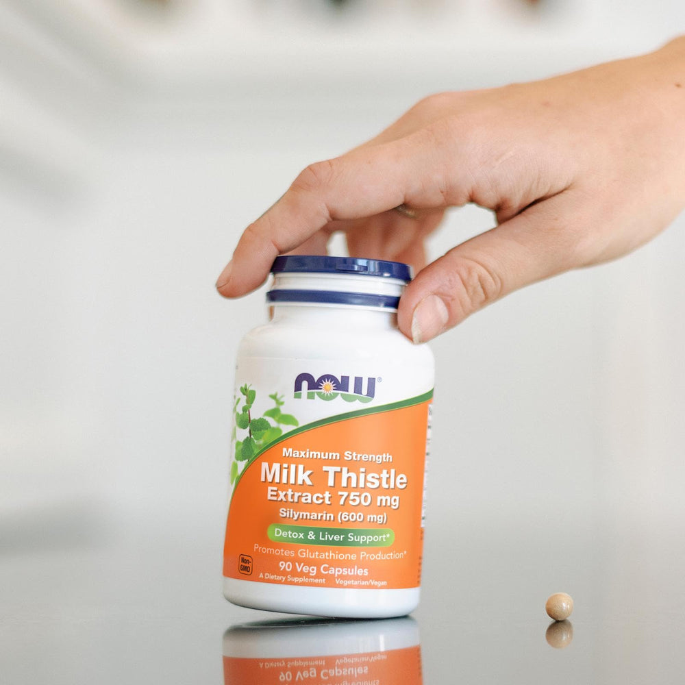 NOW Foods Milk Thistle ingredients panel emphasizes natural botanicals.