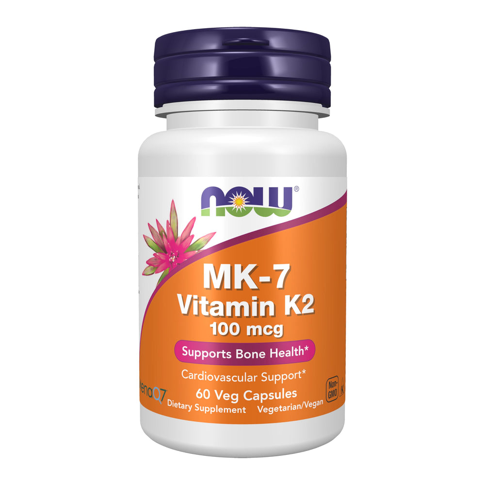 NOW Foods MK-7 bottle front for bone and arterial support.