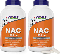 NOW Foods NAC 1000 mg tablets bottle front showing 250-count pack for daily support