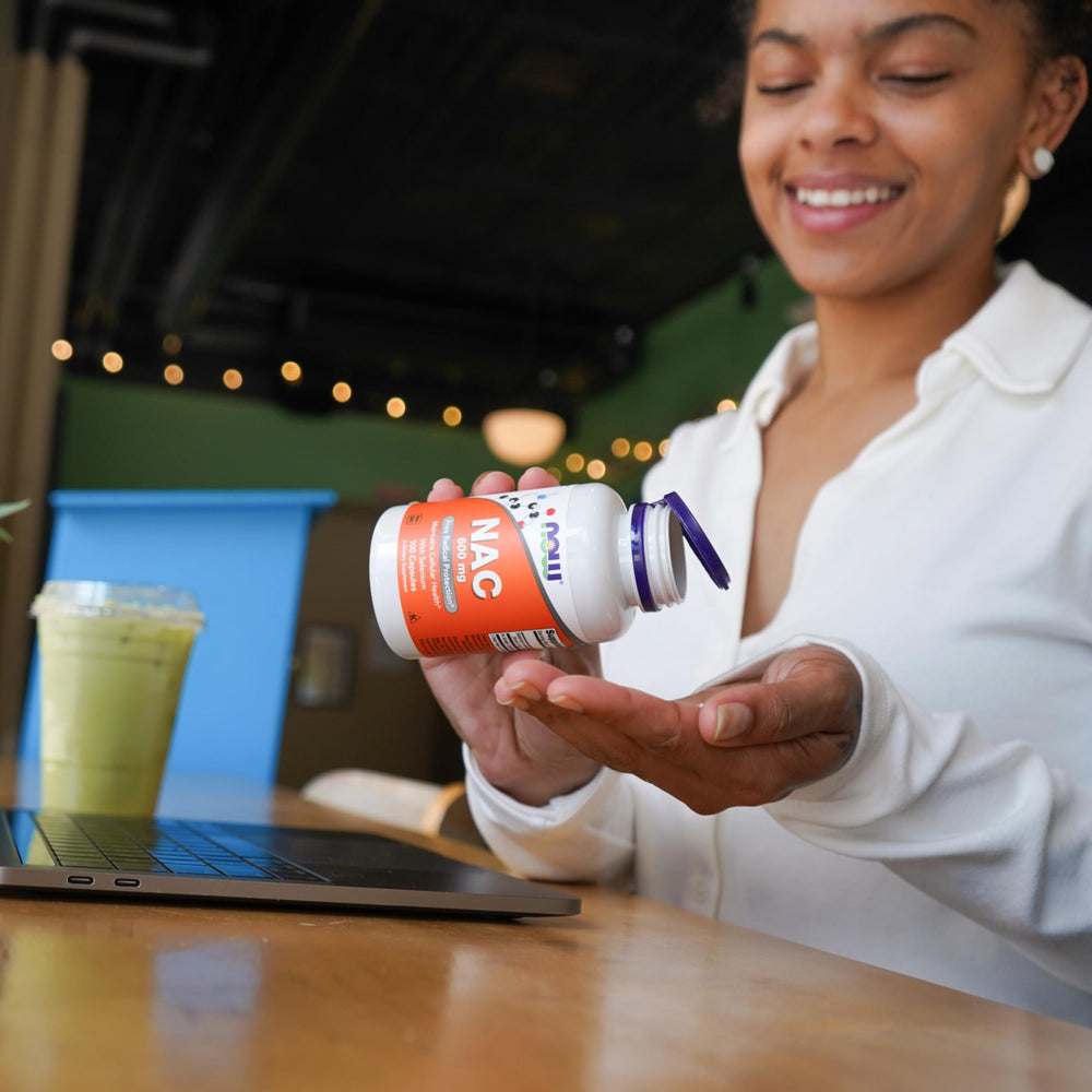 NOW Foods NAC bottle on kitchen counter complements daily routine.