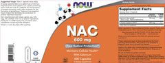 NOW Foods NAC 600 mg sustainability note on tree planting initiative