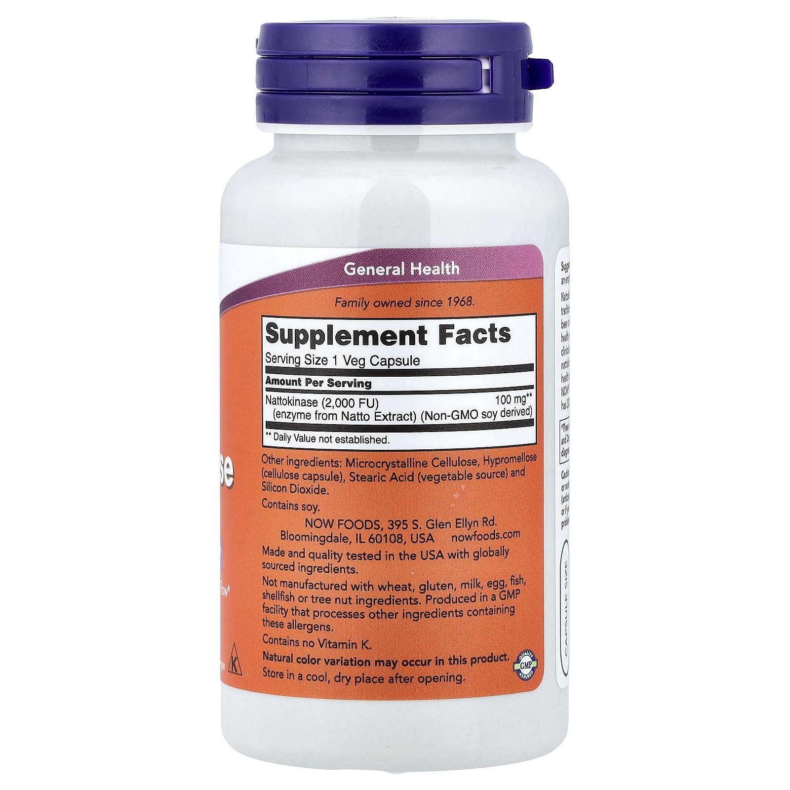 NOW Foods Nattokinase 100 mg capsules close-up, VegiCaps for vegetarian routines and easy daily use.