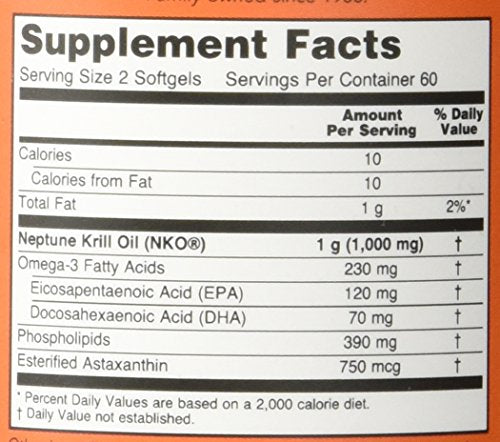 NOW Foods Neptune Krill Oil label close-up highlighting certifications