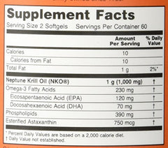 NOW Foods Neptune Krill Oil label close-up highlighting certifications