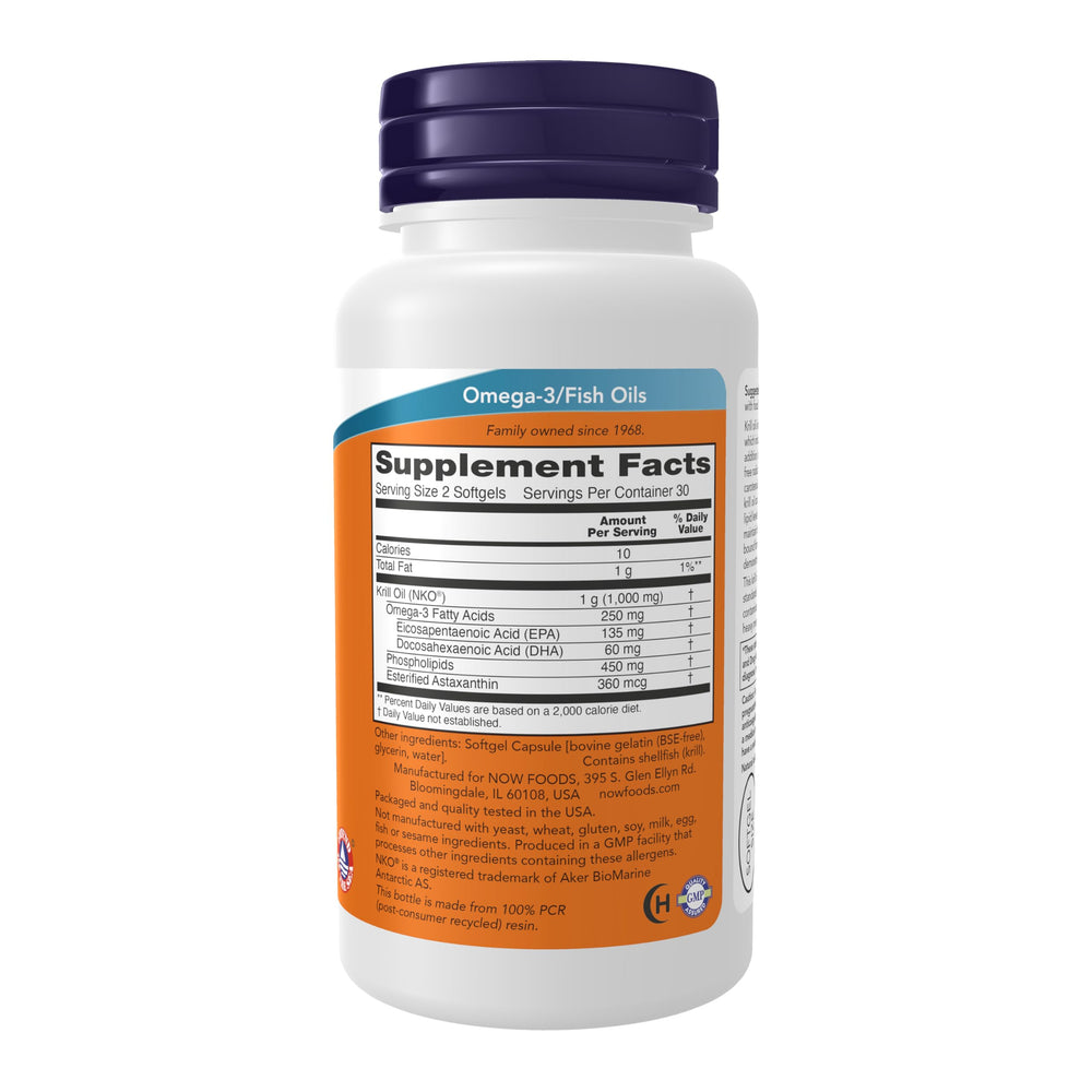 NOW Foods Neptune Krill Oil softgels close-up showing small capsules for daily omega-3 intake