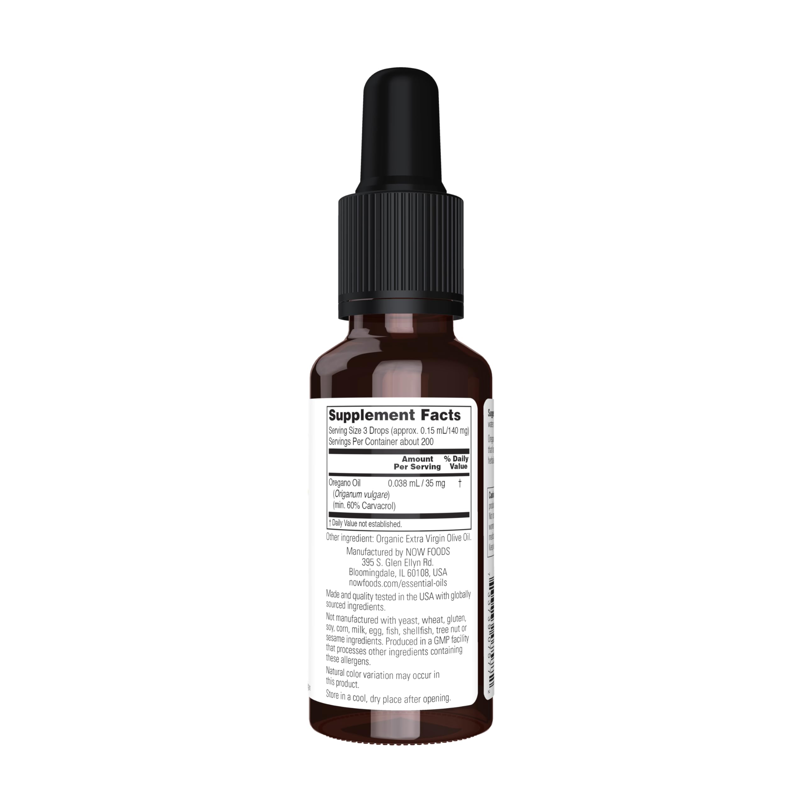 NOW Foods Oil of Oregano with olive oil base shown for safe dilution