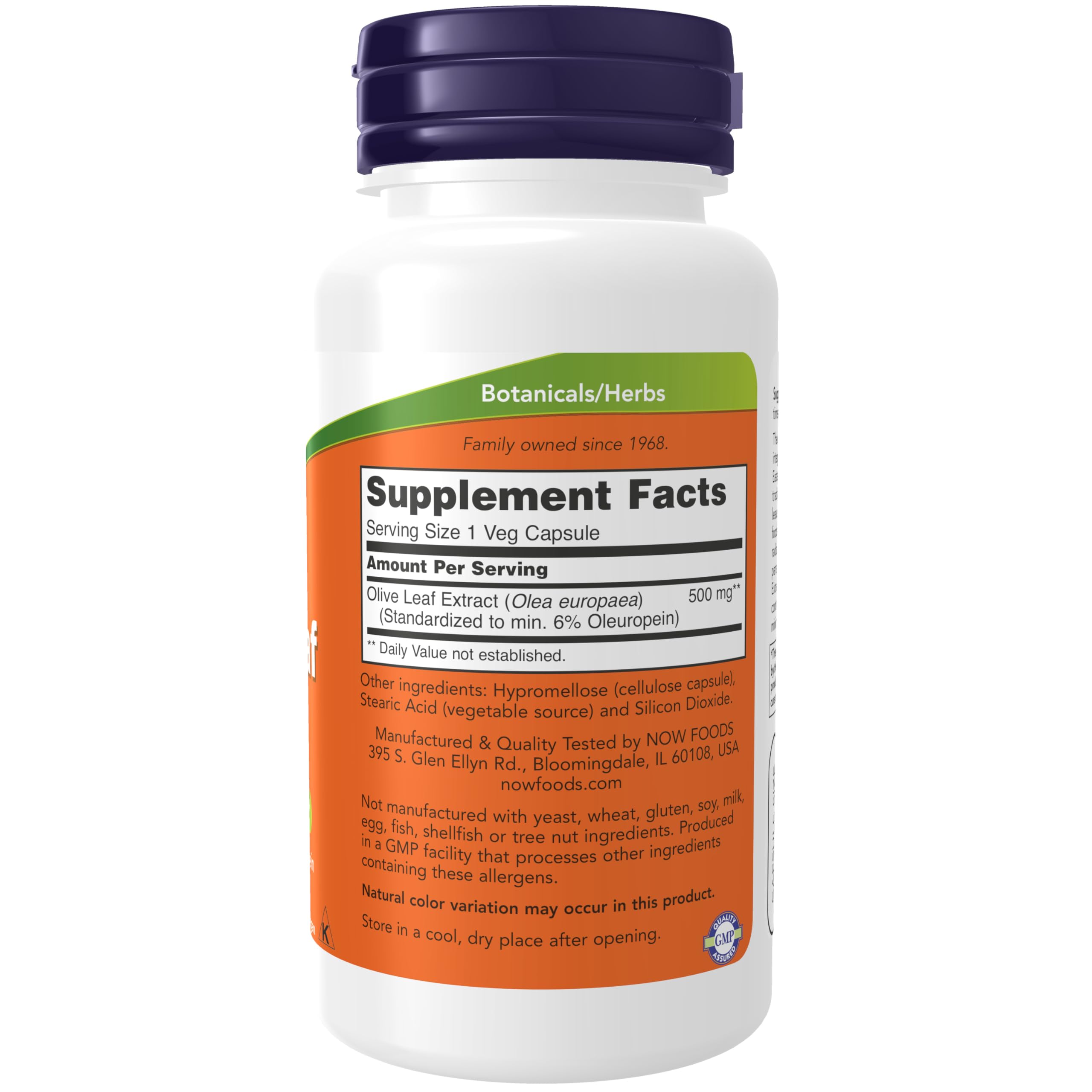 NOW Foods Olive Leaf Extract capsules close-up for daily use.