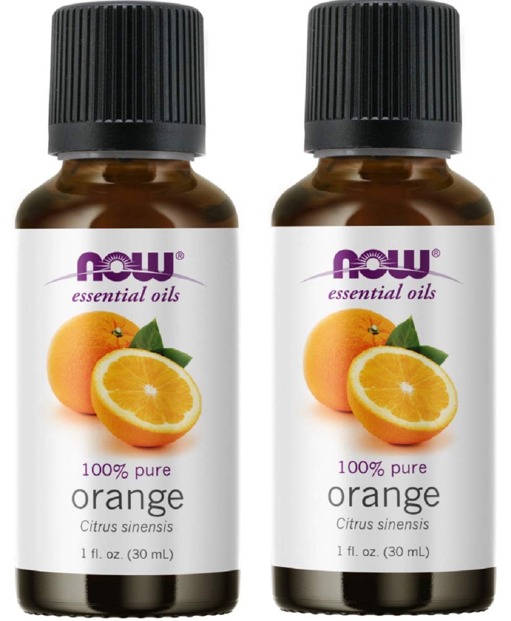 NOW Foods orange oil bottle — pure essential oil for uplifting aromatherapy and diffusing.