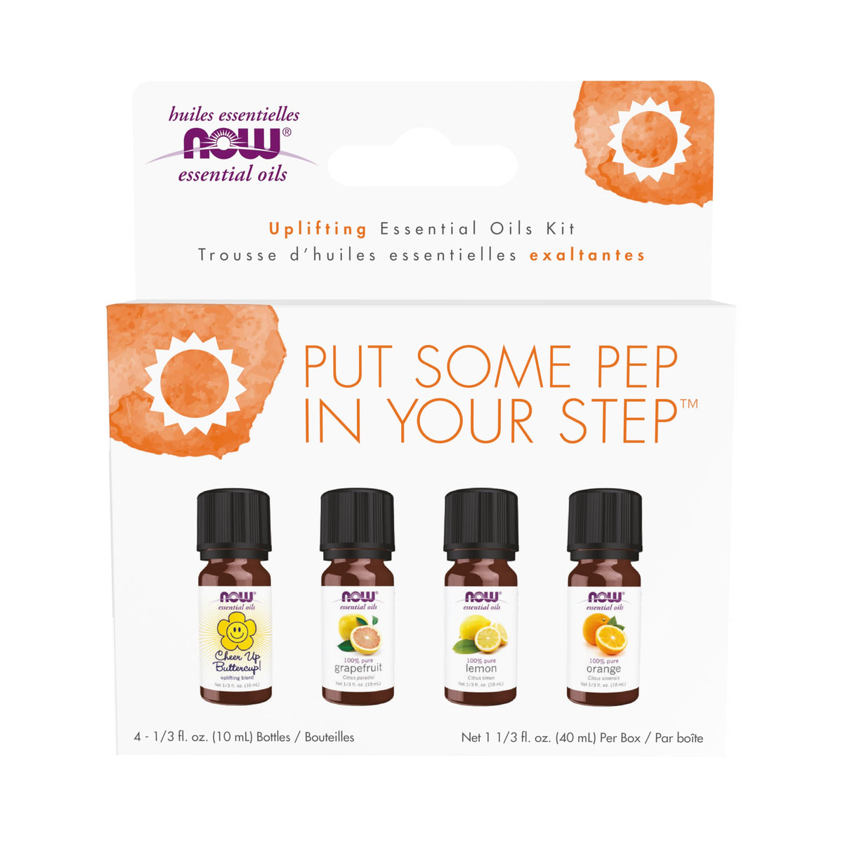 NOW Foods Orange Oil bottle for uplifting aroma in diffusers and blends.