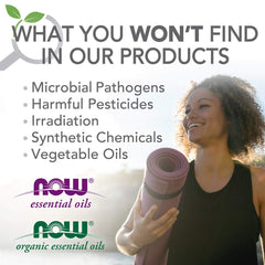 NOW Foods orange oil organic-cert badge confirms natural sourcing for clean aromatics.