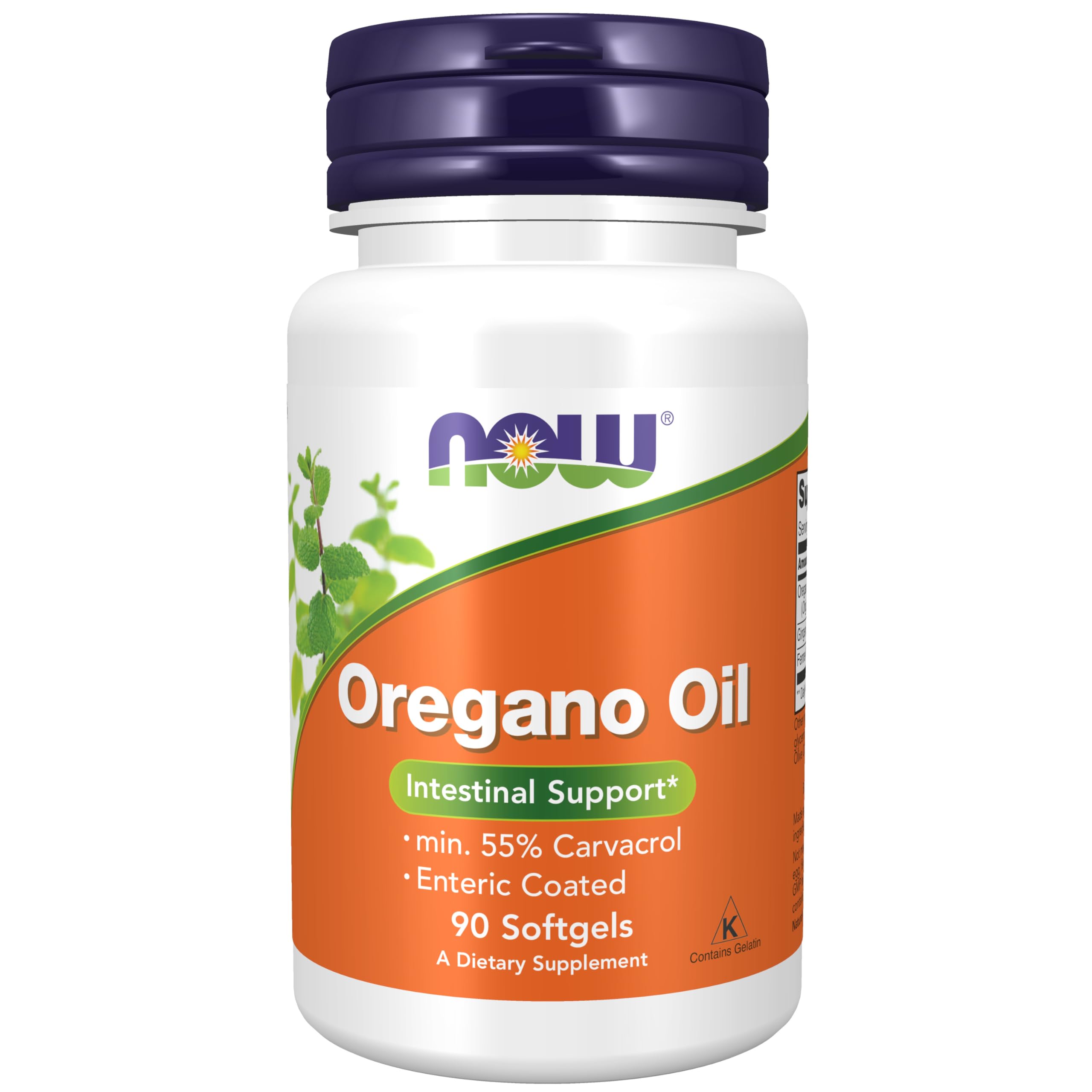 NOW Foods Oregano Oil softgels bottle with enteric coating for intestinal support