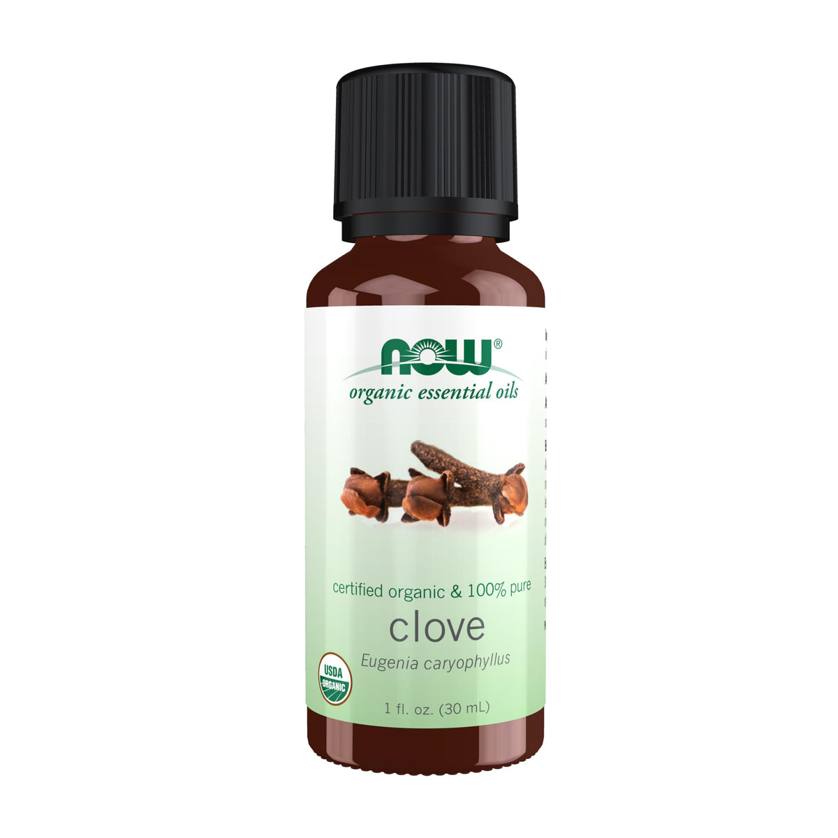NOW Foods Organic Clove Oil bottle ready for pure aromatherapy use