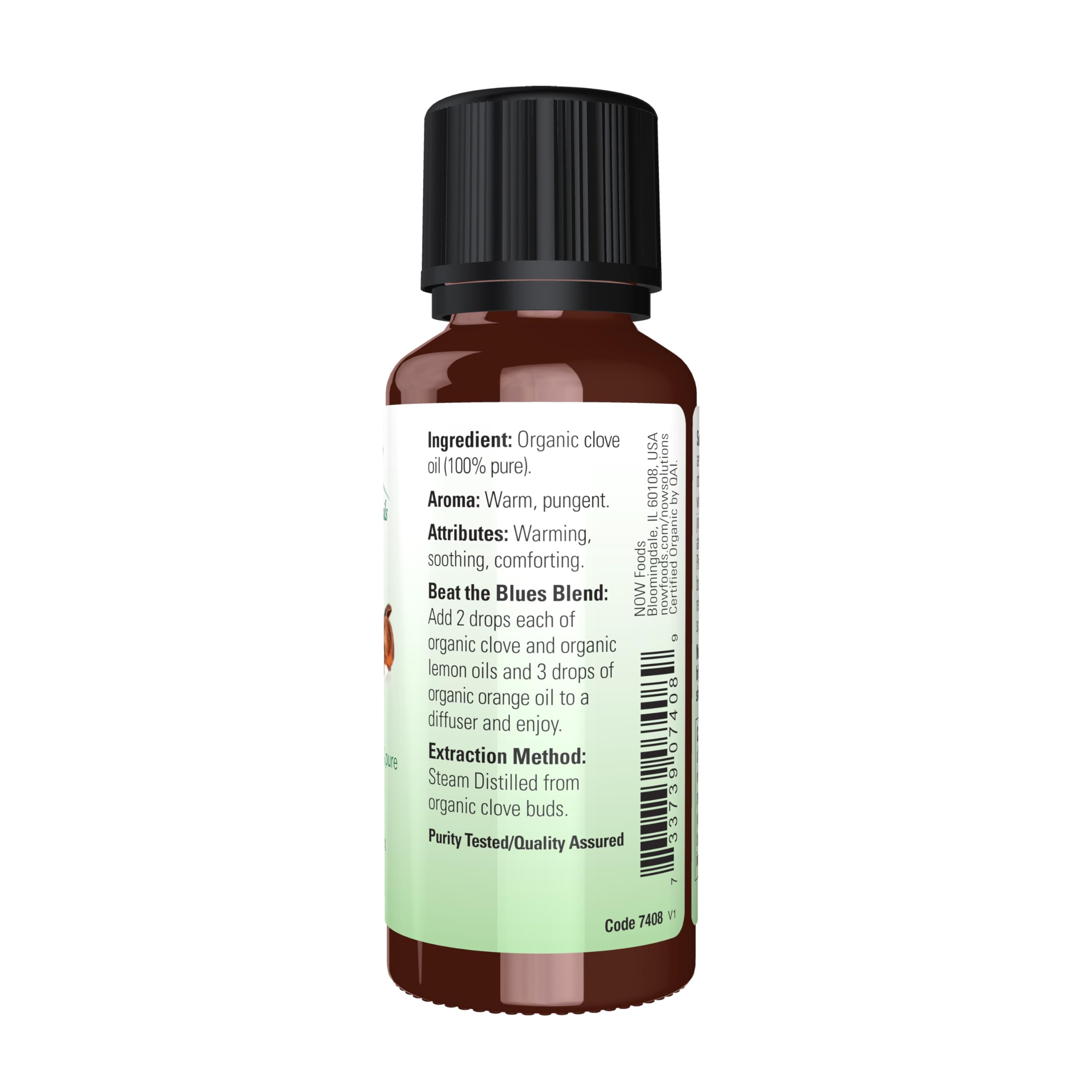 NOW Foods Organic Clove Oil diffuser-ready aroma enhances room ambiance with warmth