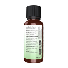 NOW Foods Organic Lemon Oil cap secured to protect purity.
