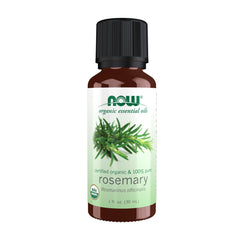 NOW Foods Organic Rosemary Oil bottle view showing pure, uplifting aroma
