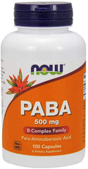 NOW Foods PABA 500mg capsules, paba-500mg-capsules-pack-2 image, supports daily B vitamin routine.