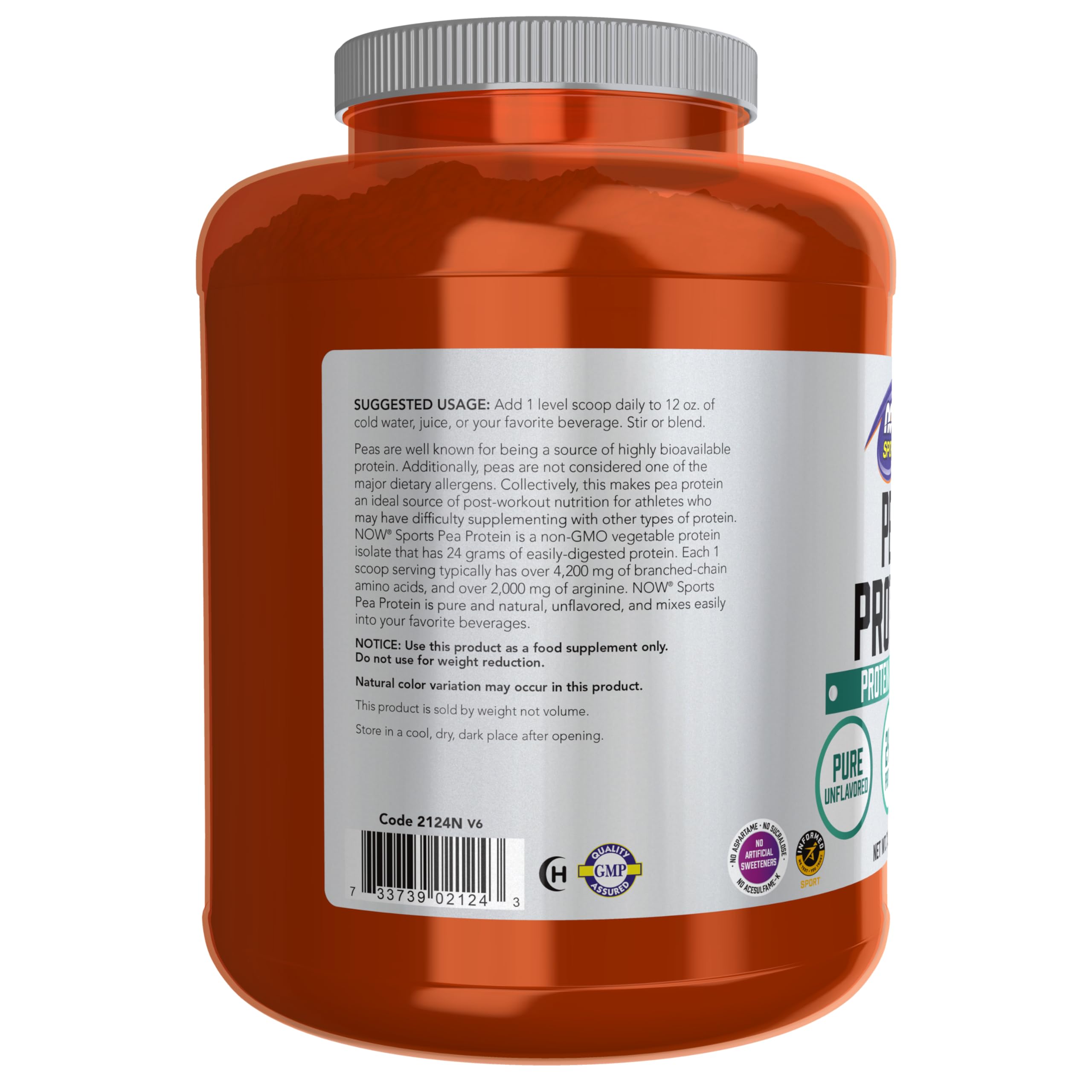 NOW Foods Pea Protein 24 g in a shaker for quick shakes on the go.