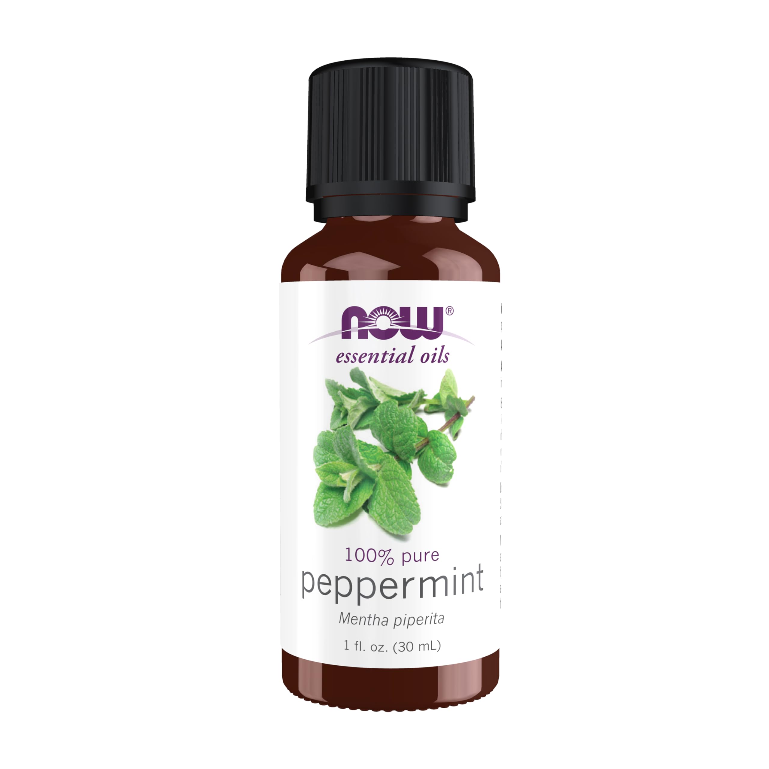 NOW Foods Peppermint Oil bottle pour for refreshing aromatherapy sessions