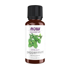 NOW Foods Peppermint Oil bottle pour for refreshing aromatherapy sessions
