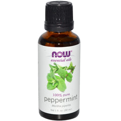 NOW Foods peppermint oil bottle for refreshing aroma and versatile diffusing.