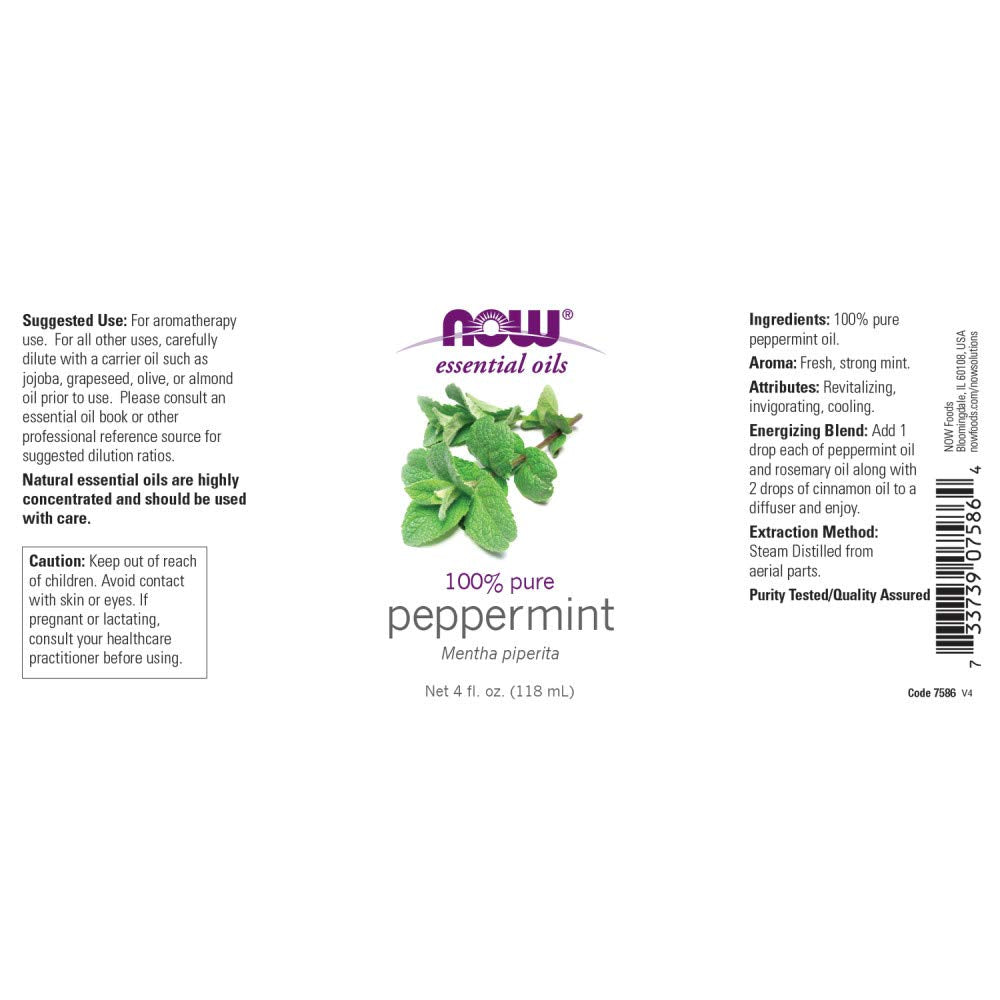 NOW Foods Peppermint Oil pour enables precise measurement for blends.
