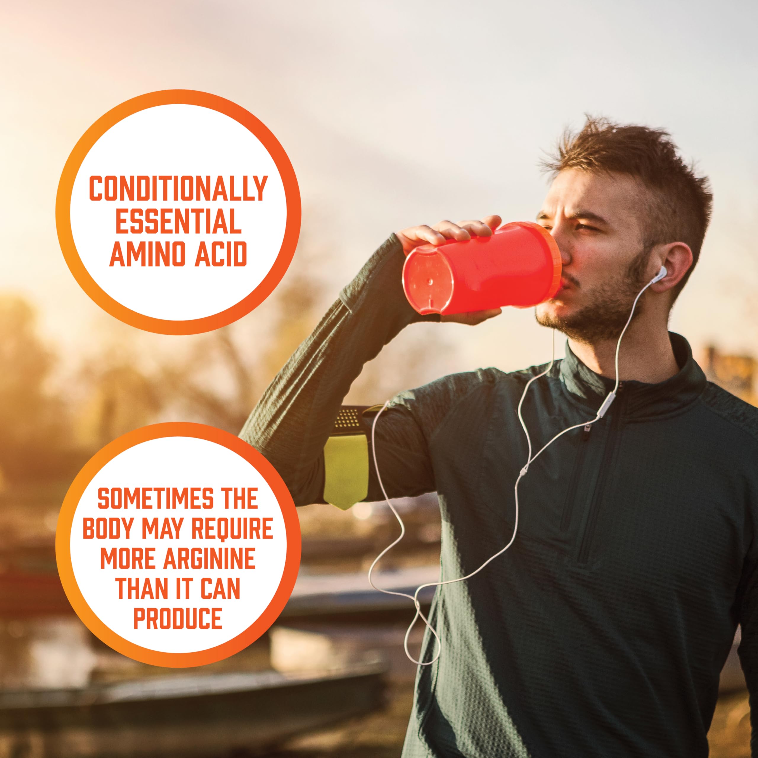 NOW Foods pharmaceutical-grade arginine ingredient image underscores purity