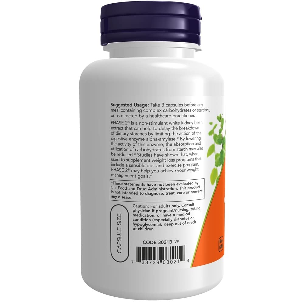 NOW Foods Phase-2 serving of 3 capsules per meal for steady support
