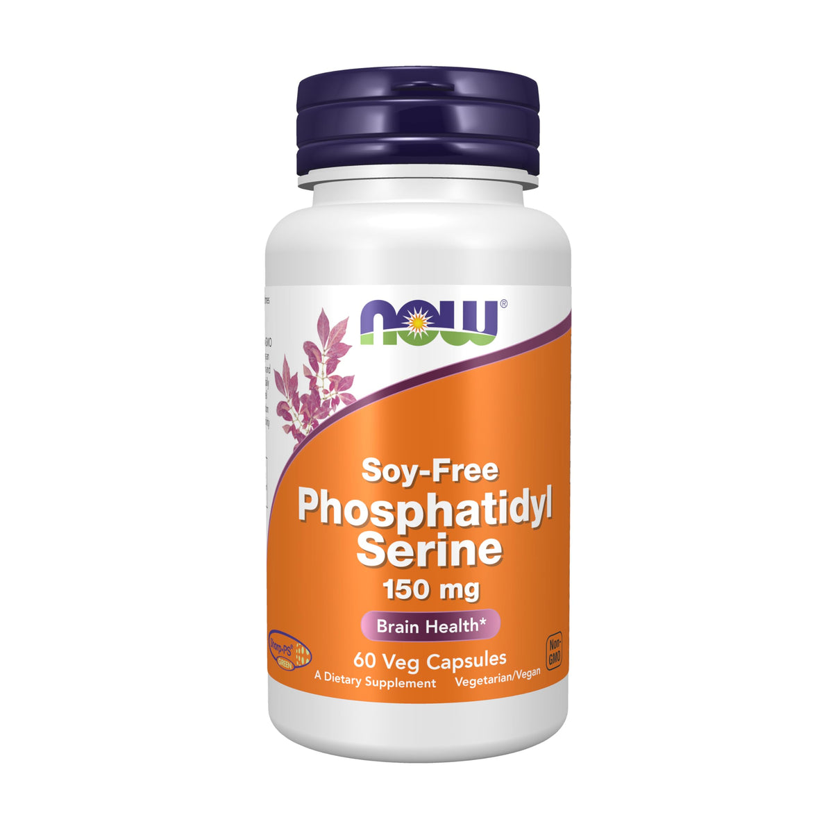 NOW Foods phosphatidyl serine bottle front promoting brain health support
