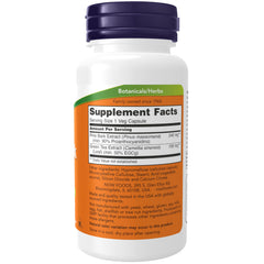 NOW Foods Pine Bark Extract bottle closeup showing 90% OPC content and clarity