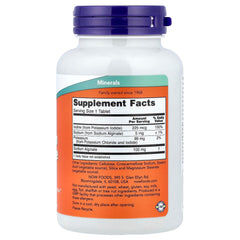 NOW Foods Potasio con Yodo, etiqueta clara para verificar ingredientes.