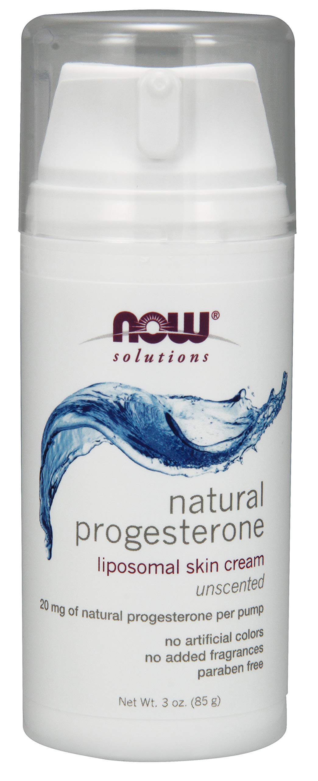 NOW Foods Progesterone Cream Unscented 3 oz bottle for easy daily use.