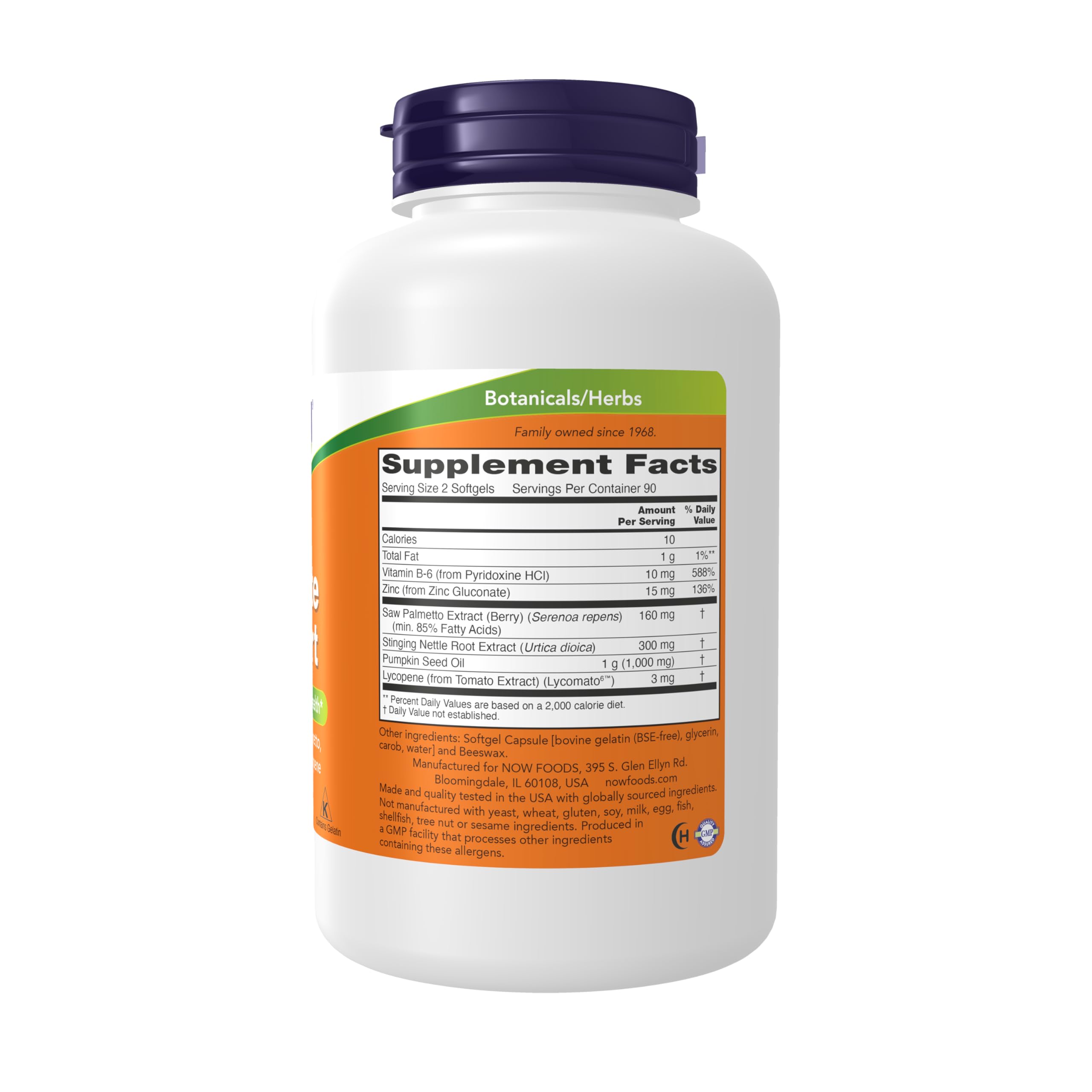 NOW Foods Prostate Support softgels closeup for easy swallowing