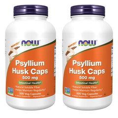 NOW Foods Psyllium Husk capsules bottle for daily fiber support.