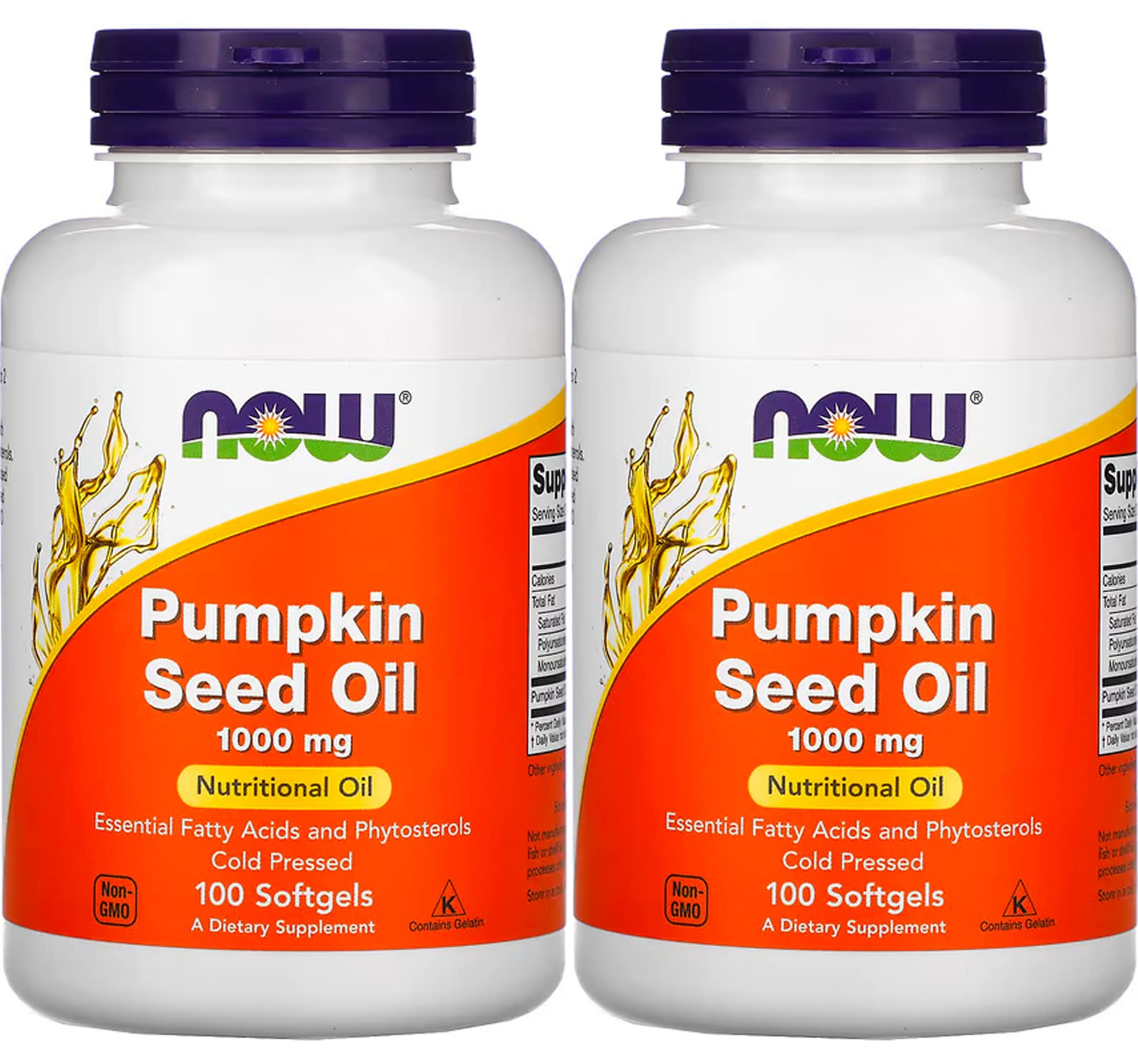 NOW Foods pumpkin seed oil softgels bottle close-up for daily wellness support