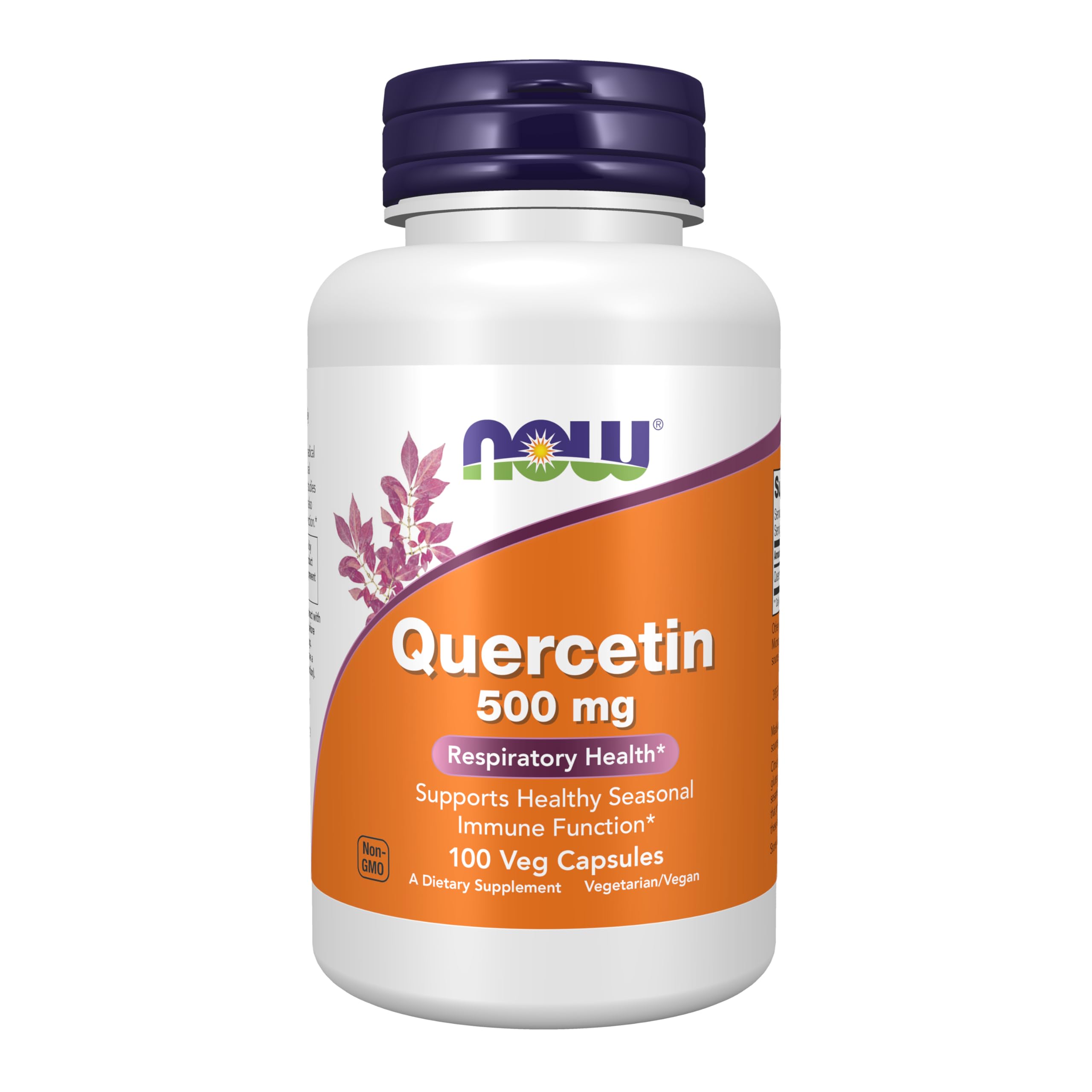 NOW Foods Quercetin 500mg bottle, convenient daily capsule for wellness.